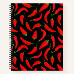 Spicy Red Chilli Peppers Graphic Pattern Notebook