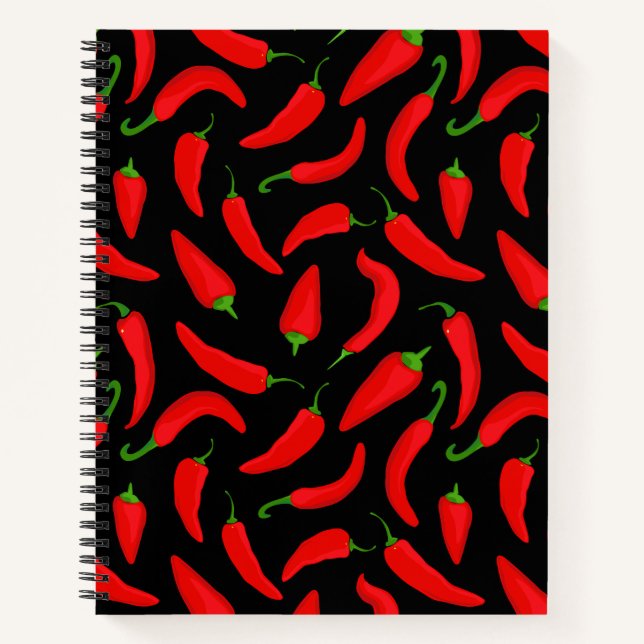 Spicy Red Chilli Peppers Graphic Pattern Notebook (Front)