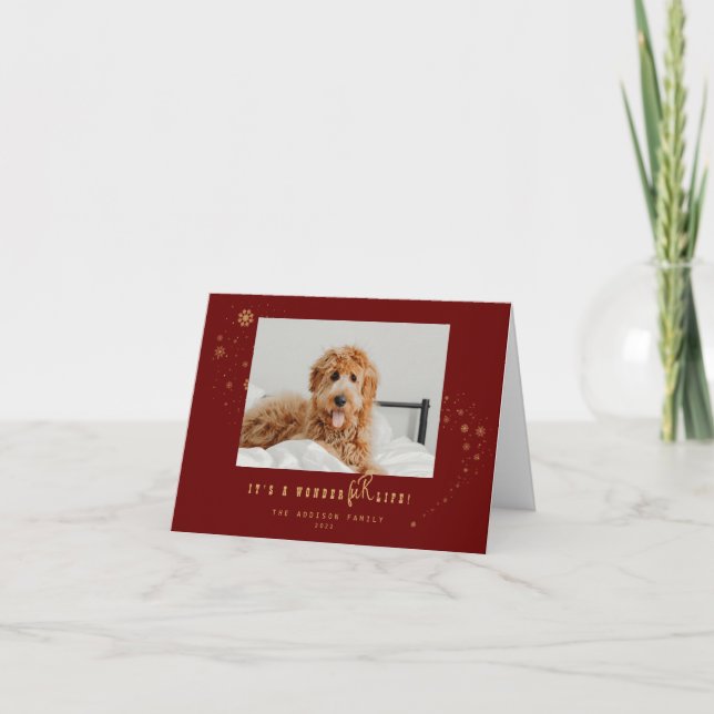 Spicy Red It's A WonderFUR Life Pet Christmas   Holiday Card (Front)