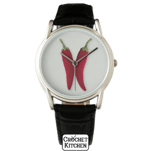 Spicy Red Minimal Crochet Jalapeno Knit Crafts Watch