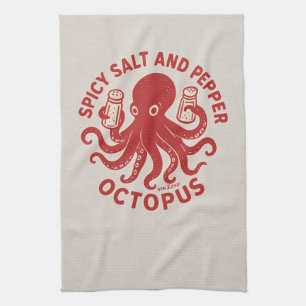 Spicy Salt and Pepper Octopus Fun Design Tea Towel