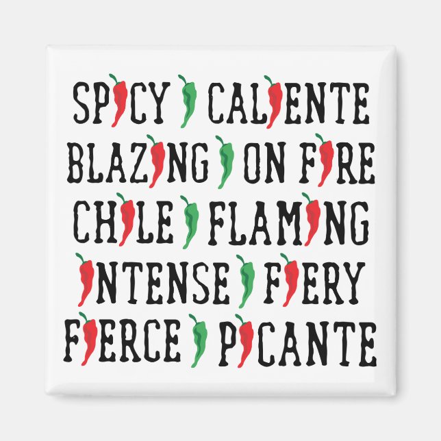 Spicy Words Chile Pepper Design Magnet (Front)