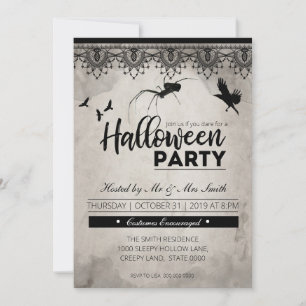 Spider and Crows Halloween party invitation