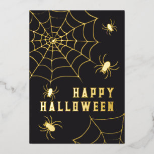 Spider and Spiderweb Halloween Foil Holiday Card
