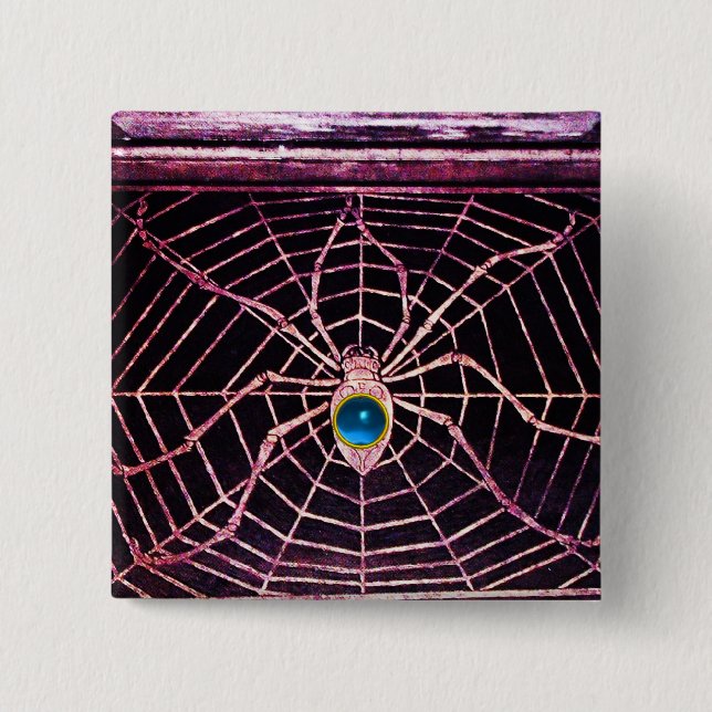 SPIDER AND WEB Blue Sapphire Black 15 Cm Square Badge (Front)