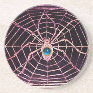 SPIDER AND WEB Blue Sapphire Black Coaster