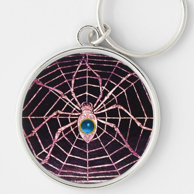 SPIDER AND WEB Blue Sapphire Black Key Ring (Front)