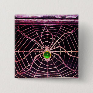 SPIDER AND WEB Green Emerald Black 15 Cm Square Badge