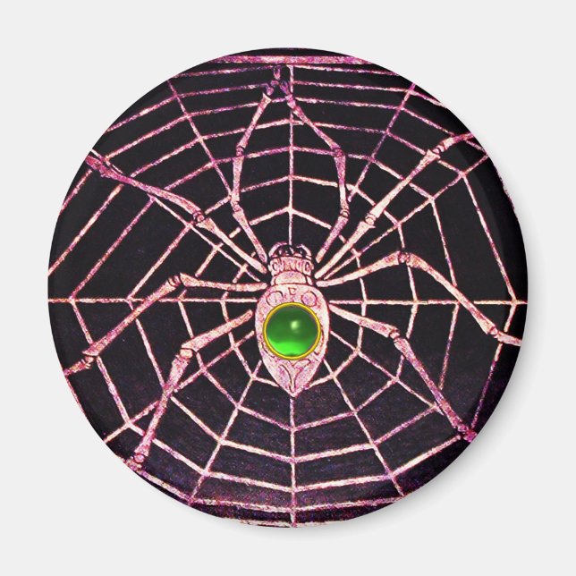 SPIDER AND WEB Green Emerald Black Magnet (Front)