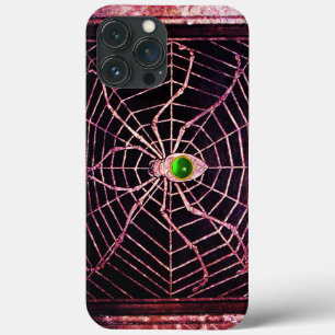 SPIDER AND WEB Green Emerald Gem,Black iPhone 13 Pro Max Case