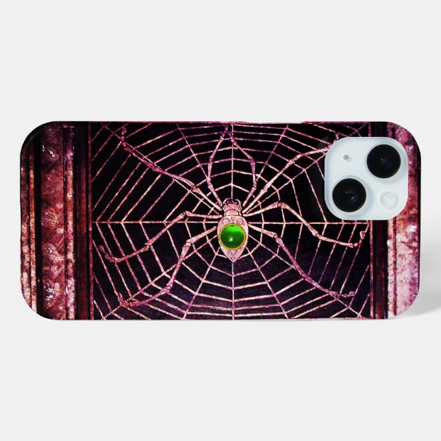 SPIDER AND WEB Green Emerald Gem Black Case-Mate iPhone Case (Back (Horizontal))