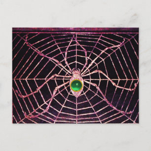 SPIDER AND WEB Green Jade Black Postcard