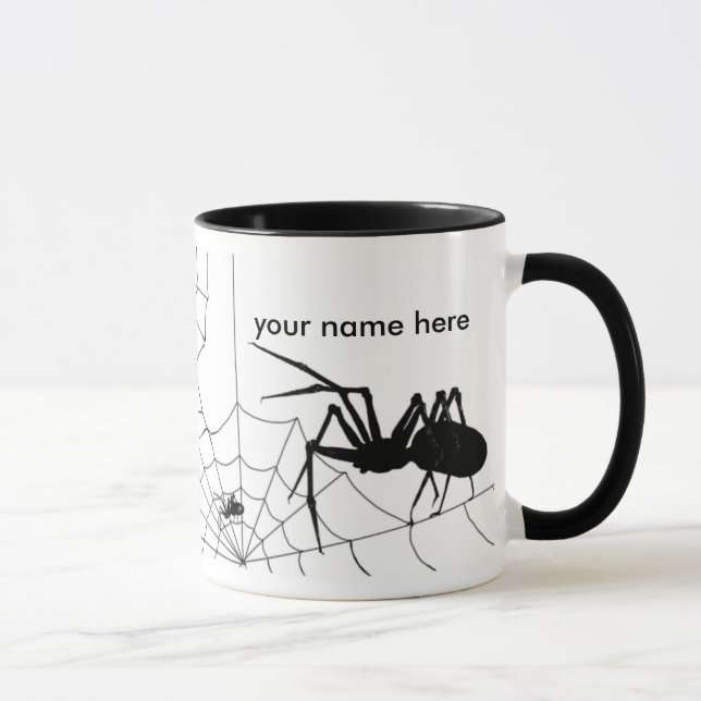 Spider and web mug - Customize add your name here (Right)