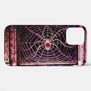 SPIDER AND WEB Pink Fuchsia Amethyst Black iPhone 12 Case