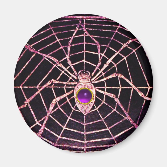 SPIDER AND WEB Purple Amethyst Black Magnet (Front)