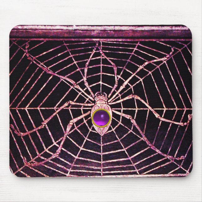 SPIDER AND WEB Purple Amethyst Black Mouse Mat (Front)