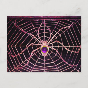 SPIDER AND WEB Purple Amethyst Black Postcard