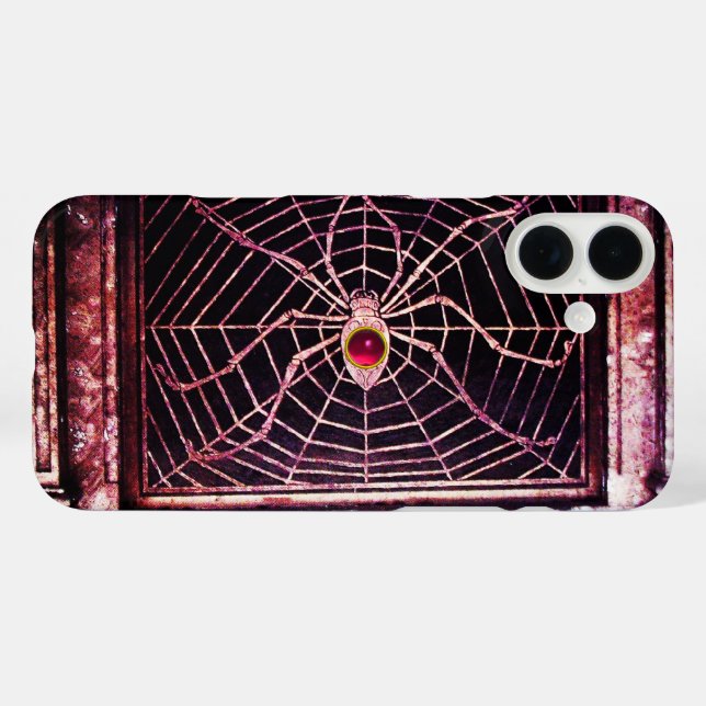 SPIDER AND WEB Red Pink Ruby Black Case-Mate iPhone Case (Back (Horizontal))
