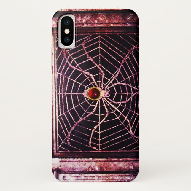 SPIDER AND WEB Red Ruby Black Case-Mate iPhone Case (Back)