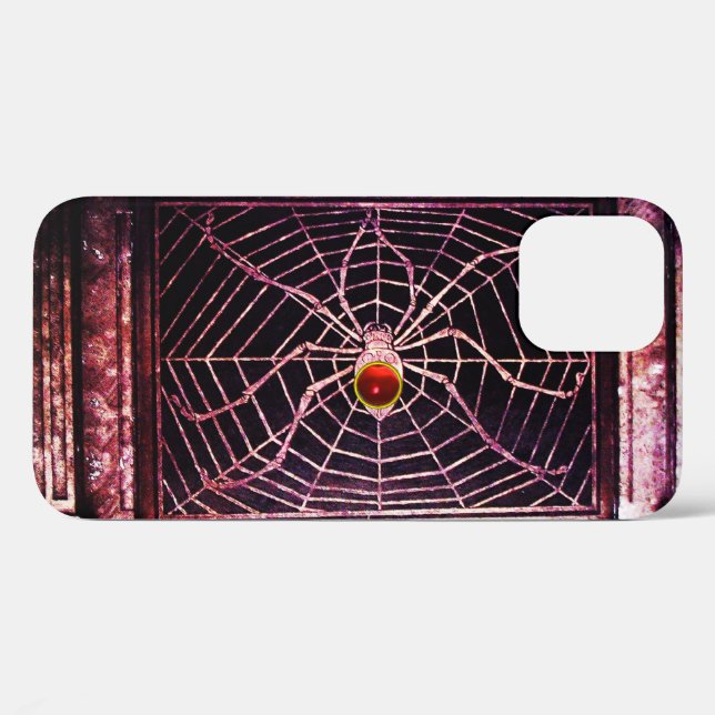 SPIDER AND WEB Red Ruby Gemstone Black Case-Mate iPhone Case (Back (Horizontal))