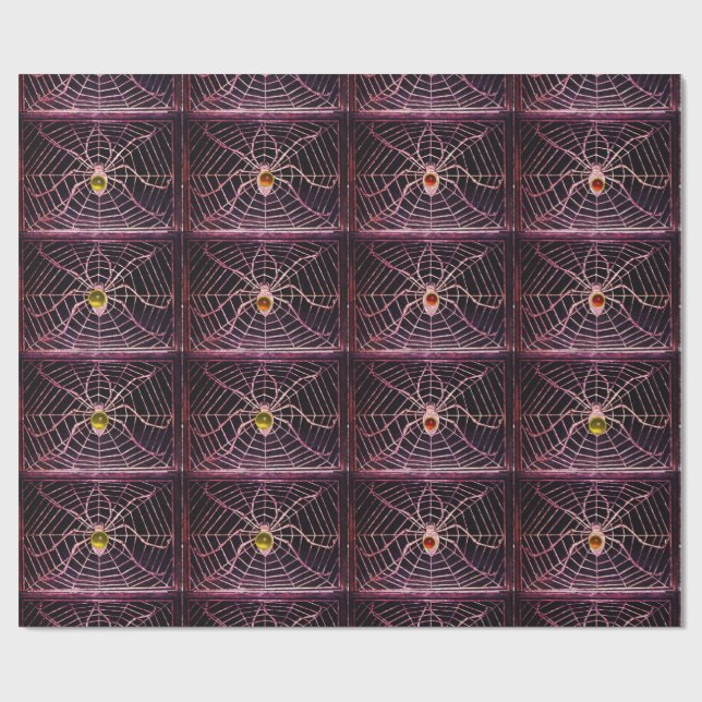 SPIDER AND WEB WITH GEMSTONES Halloween Wrapping Paper (Flat)