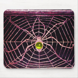 SPIDER AND WEB Yellow Topaz Black Mouse Mat
