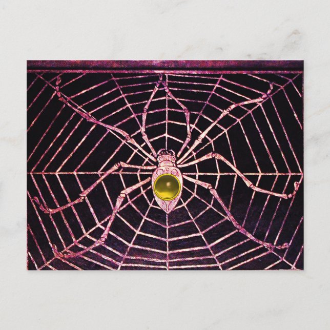 SPIDER AND WEB Yellow Topaz Black Postcard (Front)