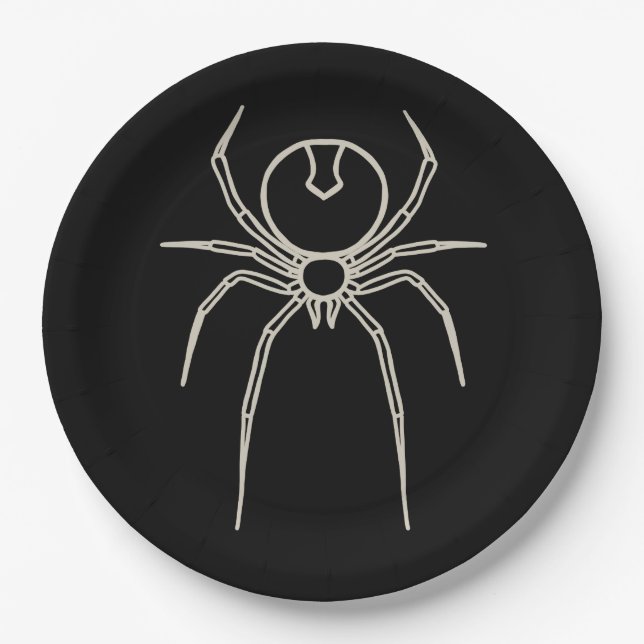 Spider - Bat Black and Bone White Paper Plate (Front)