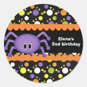 Spider Birthday Halloween Classic Round Sticker