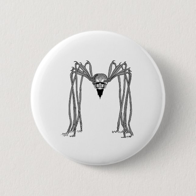 spider . black and white 6 cm round badge (Front)