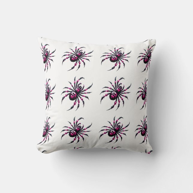 spider black pink halloween throw pillow (Front)