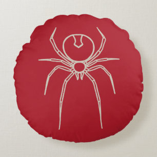 Spider - Blood Red and Bone White Round Cushion