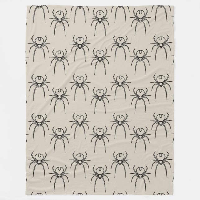 Spider - Bone White and Bat Black Fleece Blanket (Front)