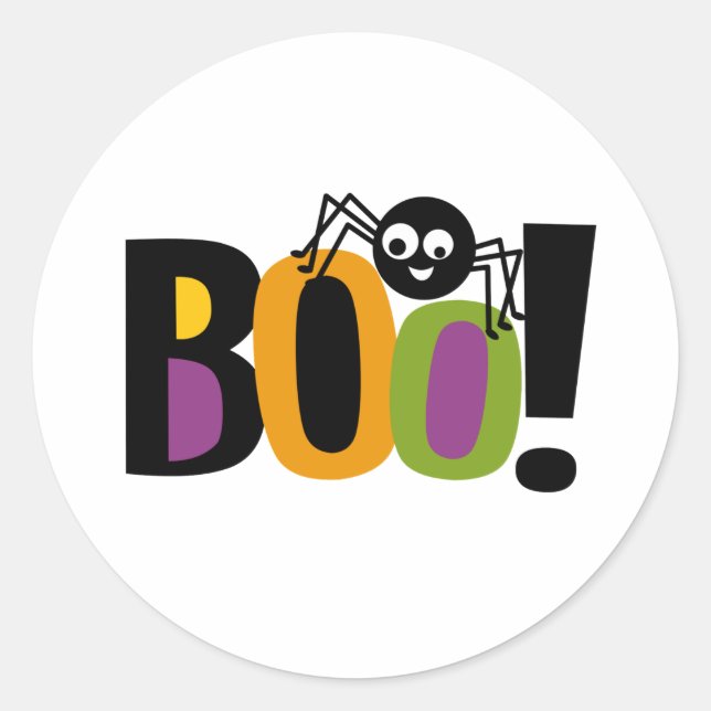 Spider BOO Halloween Classic Round Sticker (Front)