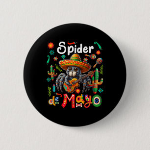 Spider Cinco De Mayo Mexican Sombrero Guitar Colou 6 Cm Round Badge