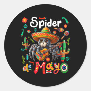 Spider Cinco De Mayo Mexican Sombrero Guitar Colou Classic Round Sticker