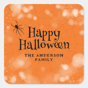 Spider Cobweb Happy Halloween Square Sticker