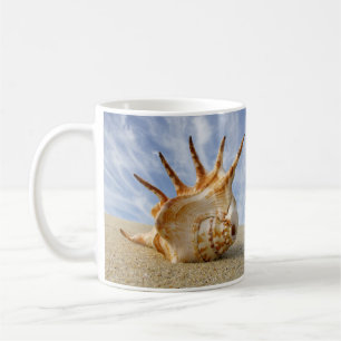 Spider Conch Shell on Sandy Beach Coffee Mug