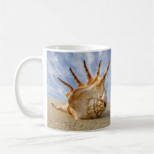 Spider Conch Shell on Sandy Beach Mug