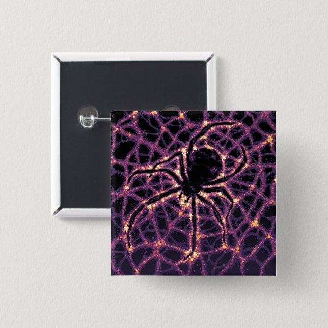 Spider Cosmic Web, Halloween Galaxy of Horrors 15 Cm Square Badge (Front & Back)