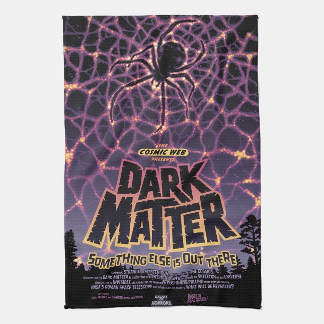 Spider Cosmic Web, Halloween Galaxy of Horrors Tea Towel (Vertical)