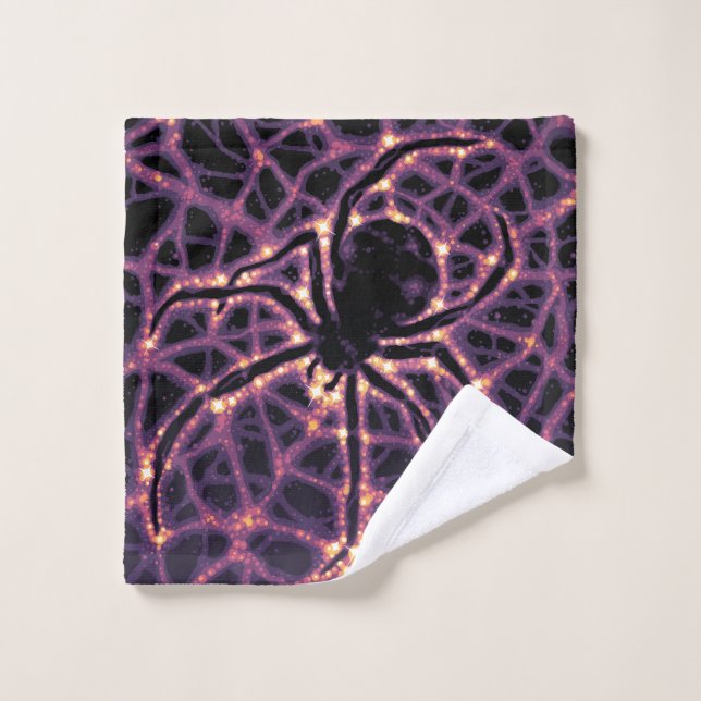 Spider Cosmic Web, Halloween Galaxy of Horrors Wash Cloth (Wash Cloth)