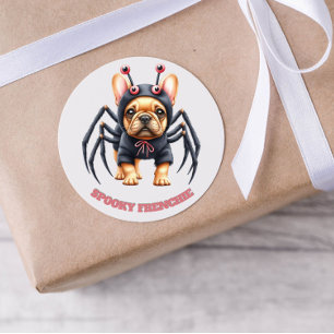 Spider Costume Frenchie Pup Halloween  Classic Round Sticker