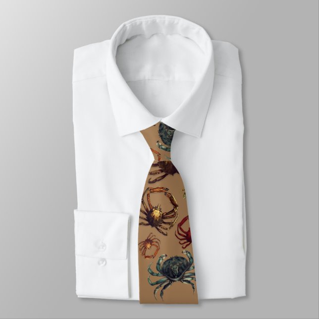 Spider Crabs Pattern tan Tie (Tied)