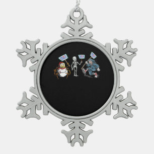 Spider Dead skull Running Skeleton Snowman Spider Snowflake Pewter Christmas Ornament