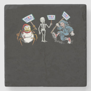 Spider Dead skull Running Skeleton Snowman Spider Stone Coaster