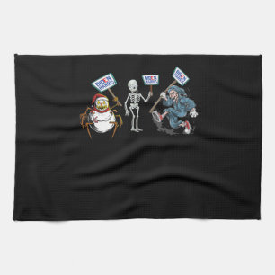 Spider Dead skull Running Skeleton Snowman Spider Tea Towel