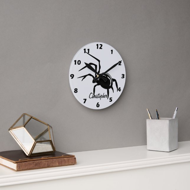 Spider Design Personalised Round Clock (Office)