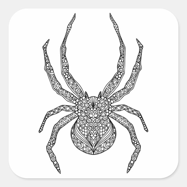 Spider Doodle Square Sticker (Front)