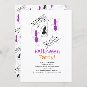 Spider Doodles Halloween Costume Party Invitation